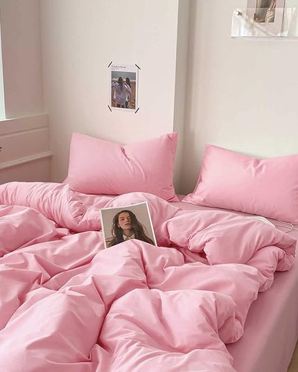 ETDIFFE Pink Queen Size Comforter, 3 Piece Aesthetic Modern Bedding Set - Soft & Lightweight All Season Microfiber Down Alternative Bed Comforter with 2 Pillow Shams for Women Girls - LeafyLoom
