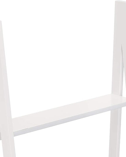 Amazon Basics Modern 5-Tier Ladder Bookshelf Organizer, Solid Rubberwood Frame, White, 14 D x 24.8 W x 70.1 H in - LeafyLoom