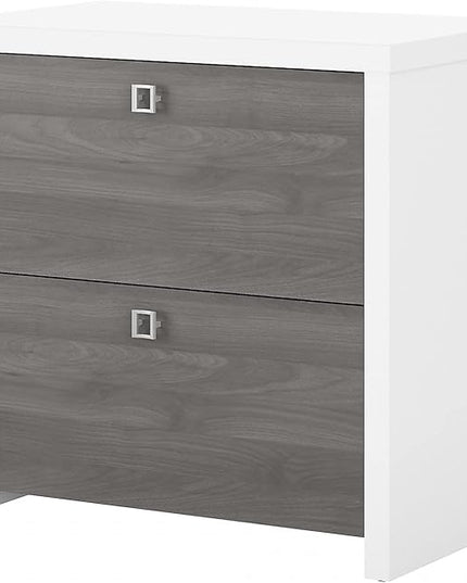 Office by kathy ireland Echo 2-Drawer Lateral File Cabinet, Letter/Legal, Pure White/Modern Gray, 32-inch (KI60502-03) - LeafyLoom