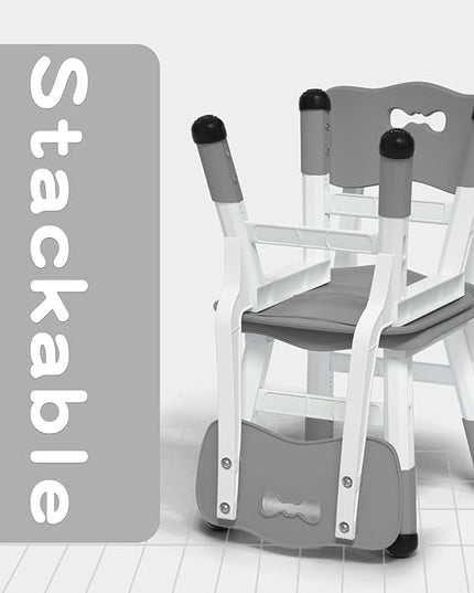 Adjustable Kid Chairs Indoor 3 Level Adjustable Suitable for Children Age 2-6. Maximum load-bearing 220LBS Suitable for Family Classroom and Nursery Child Seat Set (2-Pack-Dark Grey) - LeafyLoom