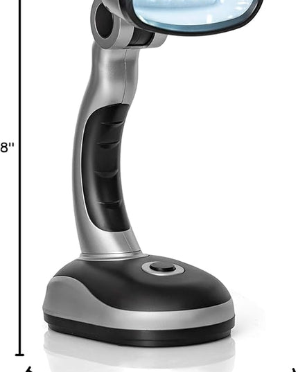 ELDSKLT Led Desk Lamp, 12-Bulb Battery-Operated Table Light for Home, Office, Silver/Black - LeafyLoom