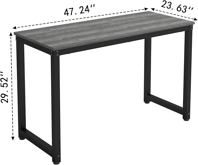 47 Inch Small Space Computer Desk, Home Office Desk, Heavy Duty Multipurpose Table, Study Desk Workstation, Gray - LeafyLoom