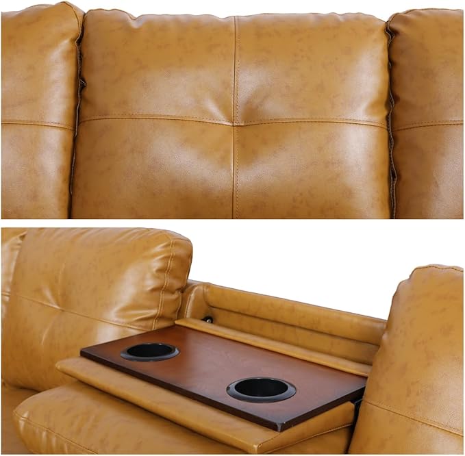L Shaped Sofa with Ottoman Modern Sectional Living Room, Bedroom, Office, L Couch Ginger - LeafyLoom