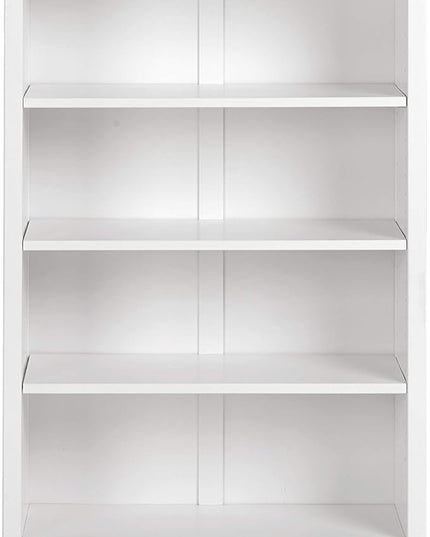 Camaflexi Shaker Style 4 Shelf Bookcase / Solid Wood / 48 inch High / Adjustable Shelving / Closed Back / Display Bookshelf for Living Room, Bedroom, Home and Office, White - LeafyLoom