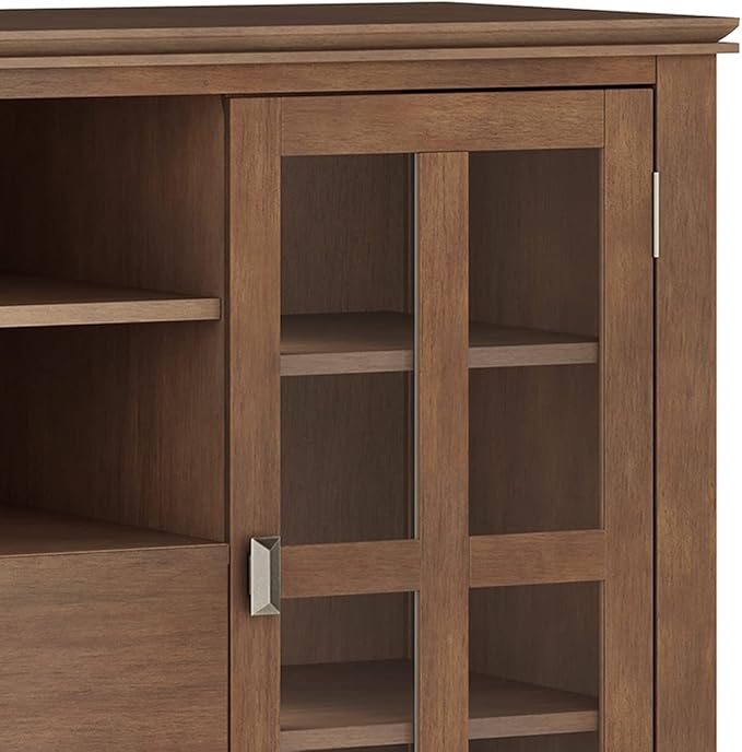 SIMPLIHOME Artisan SOLID WOOD 53 Inch Wide Contemporary TV Media Stand in Rustic Natural Aged Brown for TVs up to 60 Inches, For the Living Room and Entertainment Center - LeafyLoom