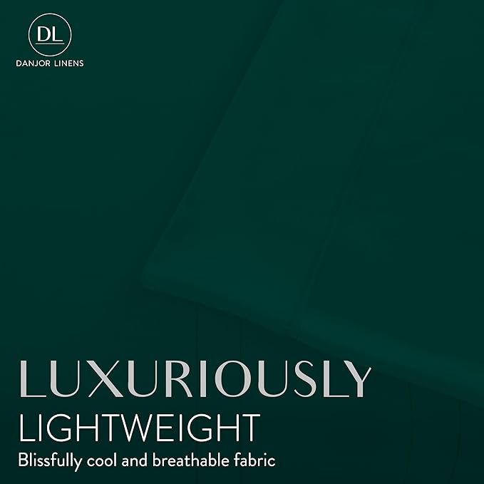 Danjor Linens Queen Sheet Set - 6 Piece Set Including 4 Pillowcases - Deep Pockets - Breathable, Soft Bed Sheets - Wrinkle Free - Machine Washable - Forest Green Sheets for Queen Size Bed - 6 pc - LeafyLoom