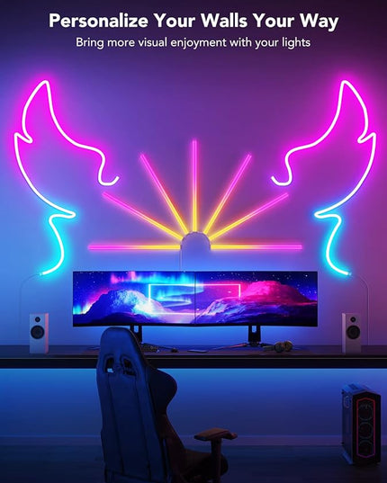 Govee Glide RGBIC Wall Lights, Music Wall Lights Works with Alexa and Google Assistant, Smart LED Light Bars for Bedroom, Living Room, Gaming Room, Party, Music Sync, 7 Panels Set (2 Sections/Panel) Govee
