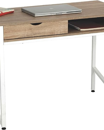 Safco Products 1950WH Studio Desk with Single Drawer Storage, White - LeafyLoom