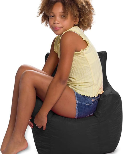 Posh Creations Bean Bag Structured Seat for Toddlers and Kids, Comfy Chair for Children, Pasadena, Black - LeafyLoom