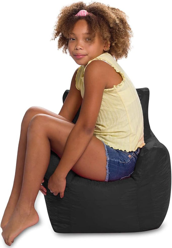 Posh Creations Bean Bag Structured Seat for Toddlers and Kids, Comfy Chair for Children, Pasadena, Black - LeafyLoom