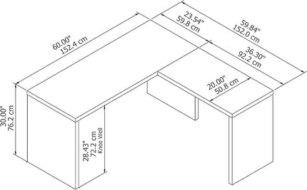 Bush Business Furniture Echo L Shaped Desk, 60W, Gray Sand - LeafyLoom