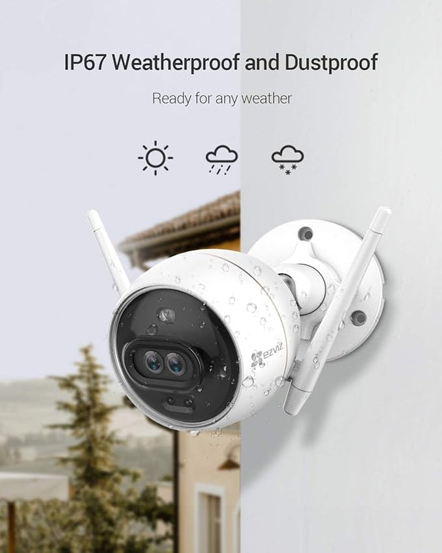 EZVIZ Outdoor Security Camera Dual Lens 1080P, Excellent Color Night Vision, Active Light & Siren Alarm with PIR Motion Detection, Weather Proof, Two-way Talk, the First Dual Lens Security Camera(C3X) EZVIZ