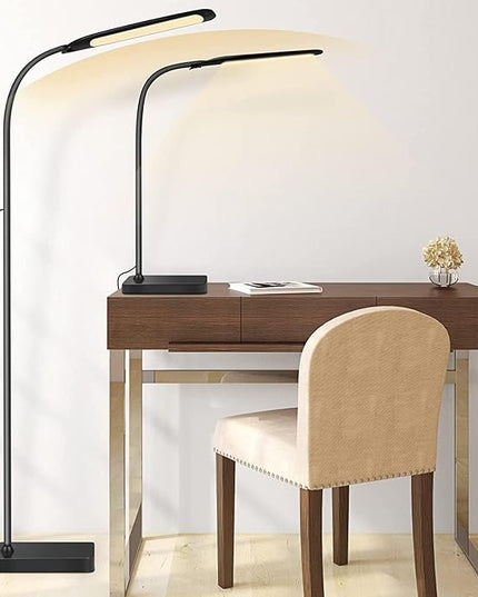Syrinx LED Floor Lamp, 2 in 1 Standing Lamp with 3 Color Temperatures, Stepless Dimmable Table Lamps Floor Standing Lamps for Home Office Studying Reading Bedside 10W LED Desk Light - Black - LeafyLoom