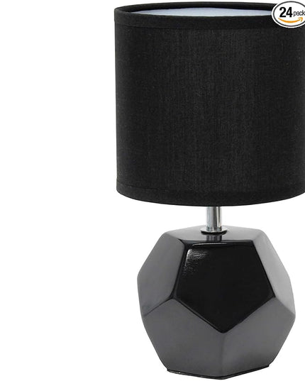 Simple Designs LT2065-BLK Round Prism Mini Table Lamp with Matching Fabric Shade, Black (Pack of 24) - LeafyLoom
