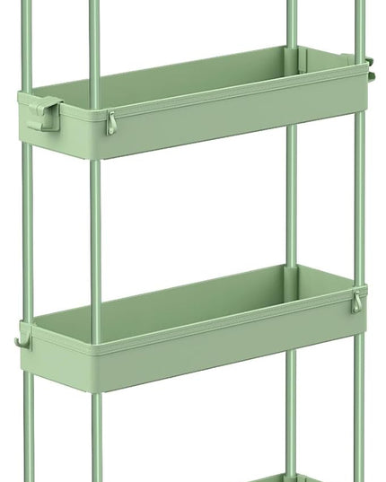 SPACEKEEPER Slim Rolling Storage Cart 4 Tier Bathroom Organizer Utility Cart Mobile Shelving Unit Tower Rack for Kitchen, Laundry Room, Bathroom, Narrow Places, Green - LeafyLoom
