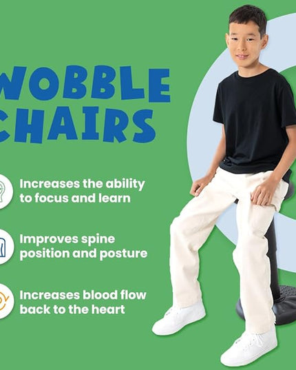 Studico ActiveChairs Kids Wobble Stool, Flexible Classroom Seating improves Focus, Posture & helps ADHD/ADD. Get The Wiggles out Active Fidget Chairs, Preschool | Elementary 14" Chair, Ages 3-7, Gray - LeafyLoom