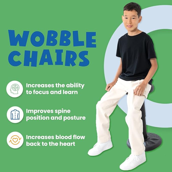 Studico ActiveChairs Kids Wobble Stool, Flexible Classroom Seating improves Focus, Posture & helps ADHD/ADD. Get The Wiggles out Active Fidget Chairs, Preschool | Elementary 14" Chair, Ages 3-7, Gray - LeafyLoom