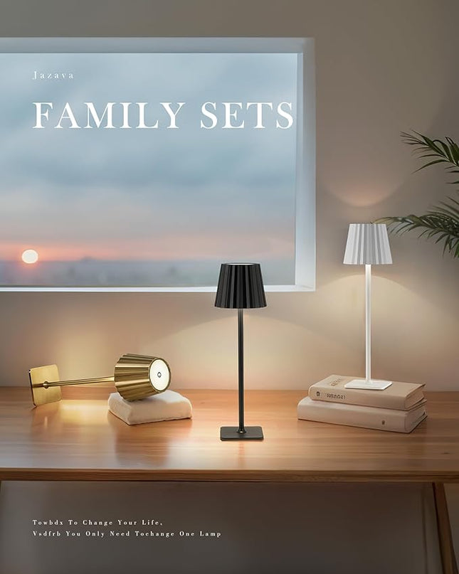 Cordless LED Desk Lamps, Table Lamp with Polisehd Gold Finish, 3 Colors Stepless Dimming, Touch Control 5200mAh Battery Operated for Home Office Restaurant Bedroom Bars (2 Pack), TL02BG-2PK - LeafyLoom