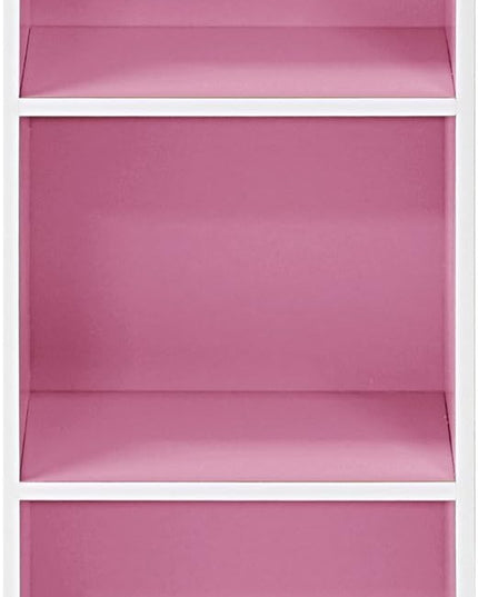 Furinno 3-Tier Open Shelf Bookcase, White/Pink 11003WH/PI - LeafyLoom