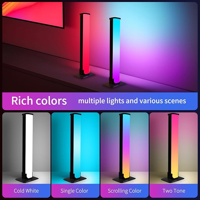 RGB Light Bar Gaming Lights RGB Backlights with Scene Modes and Music Modes for Gaming Pictures PC TV LED Lights for Gaming Desk Lights Bedroom Ambient Lighting - LeafyLoom