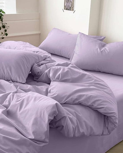 ETDIFFE Light Purple Comforter Set King Size, 3 Piece Aesthetic Modern Bedding Set - Soft & Lightweight All Season Microfiber Down Alternative Bed Comforter with 2 Pillow Shams for Women - LeafyLoom