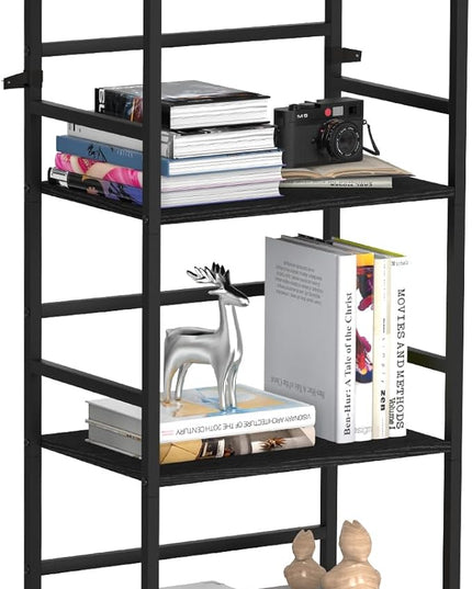 DOMYDEVM 4 Tier Black Bookshelf, 40.95in(H) Standing Shelf Unit, Wood Bookshelf with Metal Frame for Bedroom, Home Office, Entry Way and Living Room, Modern - LeafyLoom