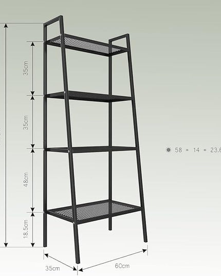4-Tier Metal Ladder Shelf, Black Ladder Bookshelf Multifunctional Ladder-Shaped Plant Flower Stand Industrial Organizer Rack Storage Shelves for Living Room, Bedroom, Office - LeafyLoom