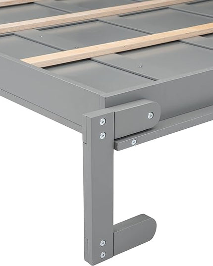 Merax Modern Farmhouse Solid Wood Murphy Cabinet Bed, No Box Spring Needed/Easy Assemble/Queen,Gray - LeafyLoom