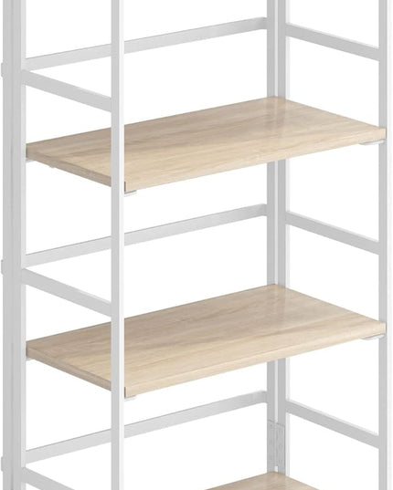 No-Assembly Folding Bookshelf Storage Shelves 4 Tiers Vintage Multifunctional Plant Flower Stand Storage Rack Shelves Bookcase for Home Office (White) - LeafyLoom