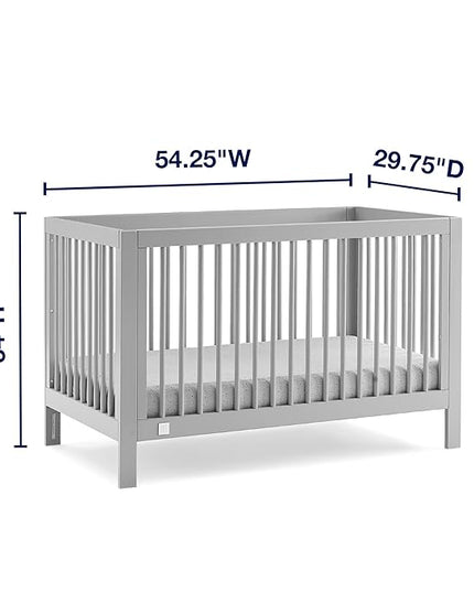babyGap by Delta Children Charlie 6-in-1 Convertible Crib TrueSleep Crib and Toddler Mattress (Bundle), Grey - LeafyLoom