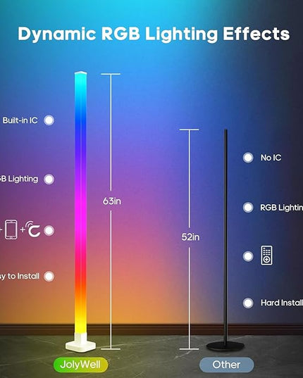 Corner Floor Lamp, Smart LED Corner Lamp Works with Alexa, RGB Ambience Light with Music Sync, Modern Floor Lamp with 16 Million DIY Colors, LED Floor Lamp for Living Room Bedroom Gaming Room, 2Packs - LeafyLoom