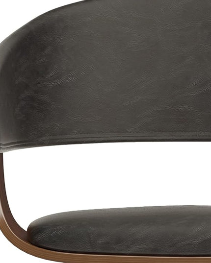 SIMPLIHOME Lowell 17 Inch Mid Century Modern Bentwood Dining Chair in Distressed Brown Vegan Faux Leather, for The Dining Room - LeafyLoom
