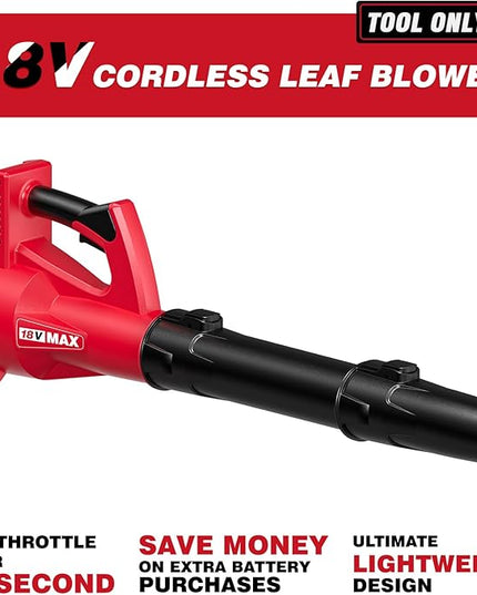 Leaf Blower Cordless for MilWaukee m18 Battery, 125-MPH 450-CFM Cordless Leaf Blower, Battery Powered Leaf Blowers for Town Care, Patio, Blowing Leaves and Snow (Battery Not Included, Only Tool) - LeafyLoom