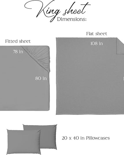 Northwest Ashford Home Essentials Bedding, 4 Piece King Size Sheet Set, Glacier Gray - LeafyLoom