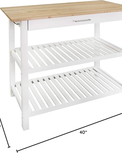 Casual Home Solid Hardwood Top, Natural/White, 40" W (373-91) Kitchen Island, Natural&White - LeafyLoom