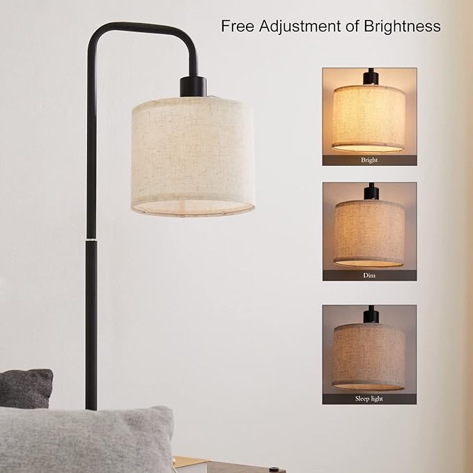 Floor Lamp with Table, Lamps for Living Room with Charging Station(USB &Type-C &AC Port), Rustic End Table Lamp with Shelves & 3-Color Temperature LED Bulb, Lamp Table for Living Room, Bedroom - LeafyLoom