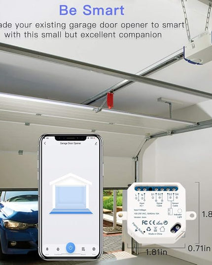 LoraTap Smart WiFi Garage Door Opener Controller, Wireless Remote Control Switch Timer Open/Close Monitor, Smart Life App Control, Voice Control, Works with Alexa and Google Home, No Hub Required LoraTap