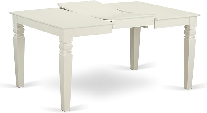 East West Furniture WEBO5-LWH-LC 5 Piece Set Includes a Rectangle Dining Room Table with Butterfly Leaf and 4 Faux Leather Upholstered Kitchen Chairs, 42x60 Inch, Linen White - LeafyLoom