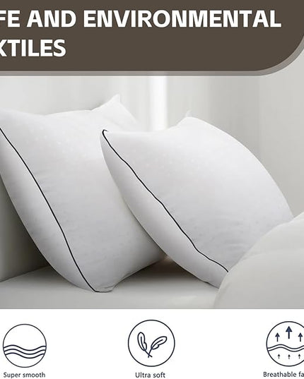 HIMOON Bed Pillows for Sleeping 4 pack,Standard Size Cooling Pillows Set of 4,Top-end Microfiber Cover for Side Stomach Back Sleepers - LeafyLoom