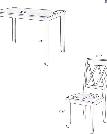 NicBex Dining Room Table Set for 4 Kitchen Table and Chairs Dining Table Set Home Kitchen Table and Chairs Wood Dining Set for Kitchen, Dining Room, Dinette, Breakfast Nook, White - LeafyLoom