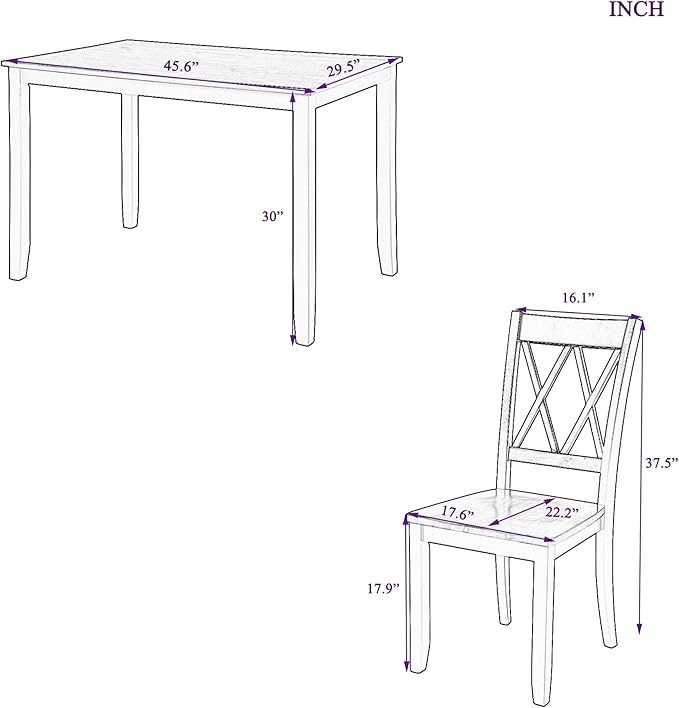 NicBex Dining Room Table Set for 4 Kitchen Table and Chairs Dining Table Set Home Kitchen Table and Chairs Wood Dining Set for Kitchen, Dining Room, Dinette, Breakfast Nook, White - LeafyLoom
