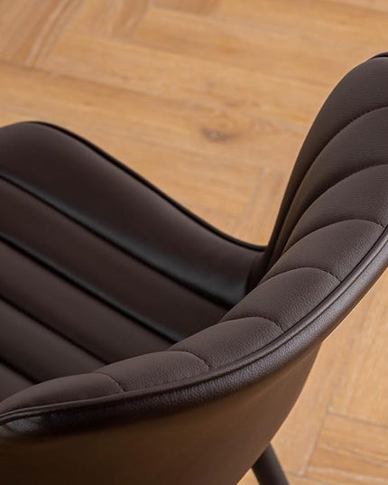 YOUNIKE Dining Chairs Set of 2 Leather Kitchen Chair with Metal Legs Armless Accent Chair Upholstered Dining Room Chairs with Back Mid Century Modern Vanity Chair Side Chairs, Espresso Brown - LeafyLoom