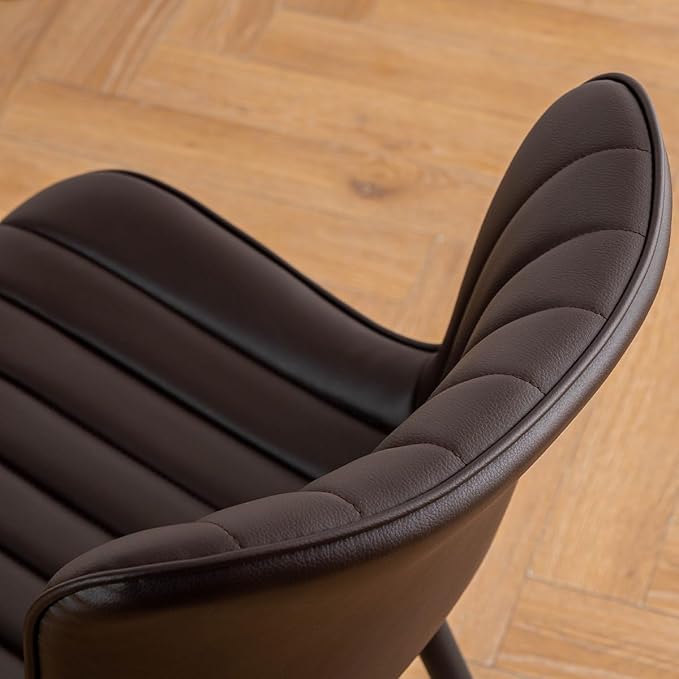 YOUNIKE Dining Chairs Set of 2 Leather Kitchen Chair with Metal Legs Armless Accent Chair Upholstered Dining Room Chairs with Back Mid Century Modern Vanity Chair Side Chairs, Espresso Brown - LeafyLoom