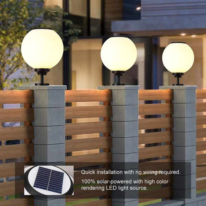 Solar Outdoor Column Lights - Aluminum Fence Pedestal Post Lamp Outdoor Vintage LED Globe Pillar Lights, IP65 Waterproof External Landscape Street Lighting Fixtures LeafyLoom