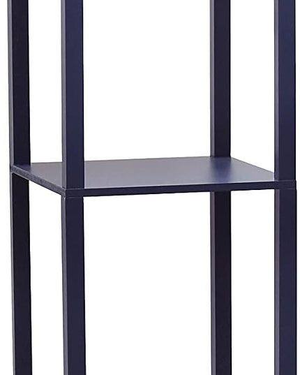 Simple Designs LF1037-NAV Floor Lamp Etagere Organizer Storage Shelf with 2 USB Charging Ports, 1 Charging Outlet and Linen Shade, Navy Blue - LeafyLoom