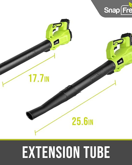 SnapFresh Cordless Leaf Blower - 180 CFM Leaf Blower with Battery & Charger, 2 Section Tubes, Free Control Speed,Lightweight, Electric Leaf Blower for Blowing Leaves, Lawn Care, Dust & Other Debris - LeafyLoom