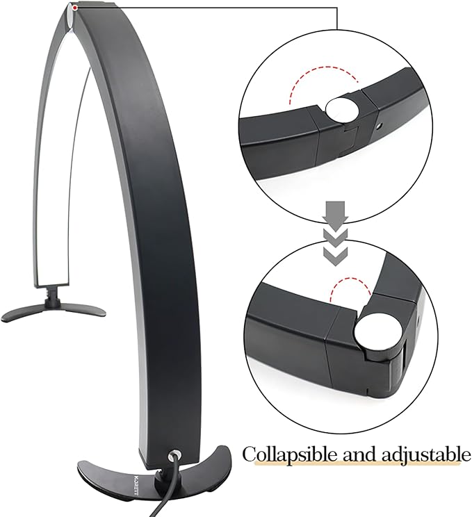Half Moon Light Nail Desk Lamp, 40W 29 inch Stepless Bi-Color and Brightness Nail Table Light with Wire Controller & Remote for Nail Art Tech Manicure Eyelash Tattoo Crafts - LeafyLoom