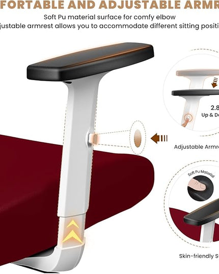Office Chair Ergonomic Desk Chair with Adjustable Lumbar Support, Swivel Comfy Computer Chair Heavy Duty Executive Chair for Home Office - LeafyLoom