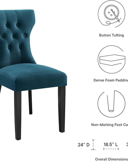 Modway Silhouette Modern Tufted Upholstered Fabric Parsons Kitchen Room, One Dining Chair, Azure - LeafyLoom