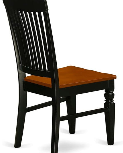 East West Furniture WEC-BCH-W Weston Dining Chairs - Slat Back Wooden Seat Chairs, Set of 2, Black & Cherry - LeafyLoom